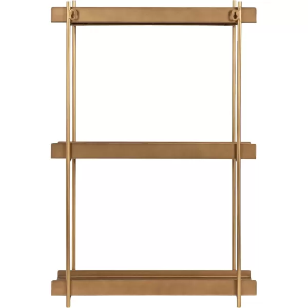 Kate and Laurel Dominic Modern Metal Bathroom Shelf 20 x 7 x 30 Dark Gold Sleek Glam 3Tier Floating Shelves for Wall Decor Display and Over Toilet StorageGold