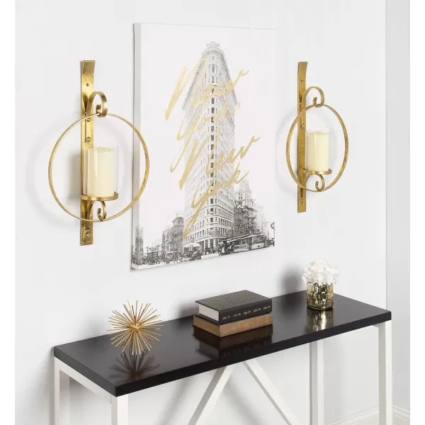 Kate and Laurel Doria Metal Wall Candle Holder Sconce GoldGold