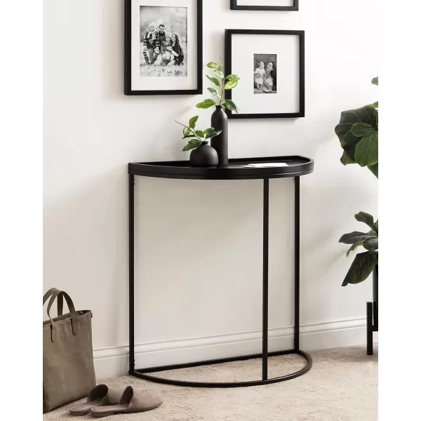 Kate and Laurel Dorrah MidCentury HalfCircle Console Table for Entryway Storage and Decor 28x14x30 Navy BlueBlack