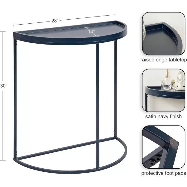 Kate and Laurel Dorrah MidCentury HalfCircle Console Table for Entryway Storage and Decor 28x14x30 Navy BlueNavy Blue