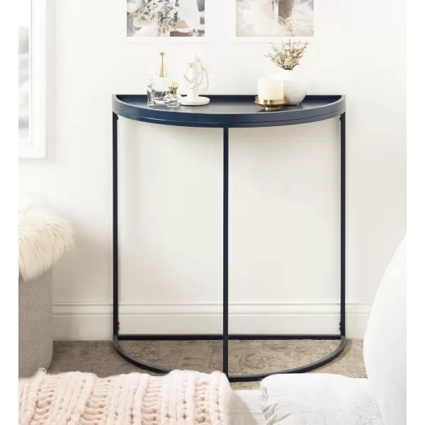 Kate and Laurel Dorrah MidCentury HalfCircle Console Table for Entryway Storage and Decor 28x14x30 Navy BlueNavy Blue