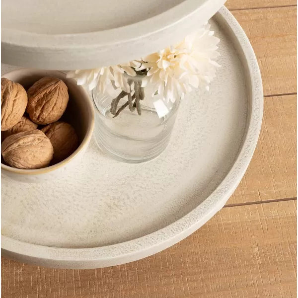 Kate and Laurel Downing Rustic 3Tier Tray 12 x 12 x 24 White Decorative Farmhouse Serving Tray for Storage and Display