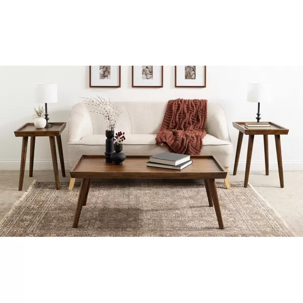 Kate and Laurel Eastmont Rectangle Wood Coffee Table 46 x 22 x 17 Walnut Brown Large MidCentury Wooden Living Room Table with Stylish Tapered Legs and Adjustable Feet