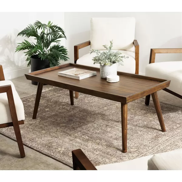 Kate and Laurel Eastmont Rectangle Wood Coffee Table 46 x 22 x 17 Walnut Brown Large MidCentury Wooden Living Room Table with Stylish Tapered Legs and Adjustable Feet