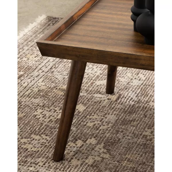 Kate and Laurel Eastmont Rectangle Wood Coffee Table 46 x 22 x 17 Walnut Brown Large MidCentury Wooden Living Room Table with Stylish Tapered Legs and Adjustable Feet