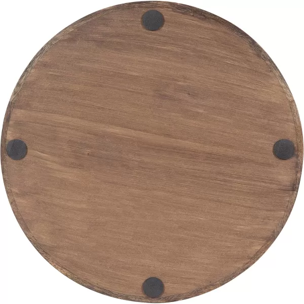 Kate and Laurel Ehrens Boho Wood Tray 15 Inch Diameter Natural and White Round Accent Tray for Transitional DecorGrayWhite