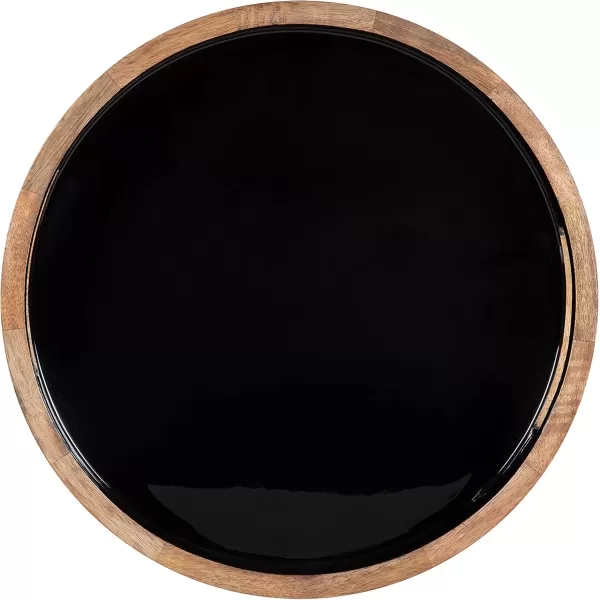 Kate and Laurel Ehrens Boho Wood Tray 15 Inch Diameter Natural and White Round Accent Tray for Transitional DecorNaturalBlack