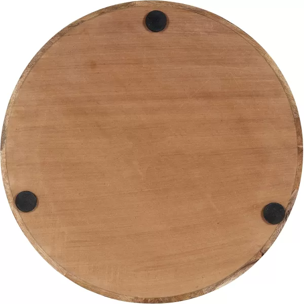 Kate and Laurel Ehrens Boho Wood Tray 15 Inch Diameter Natural and White Round Accent Tray for Transitional DecorNaturalBlack