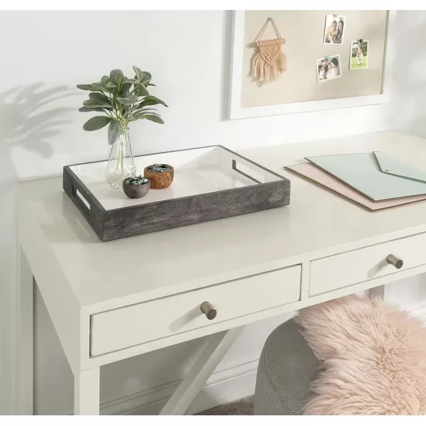 Kate and Laurel Ehrens Modern Wood Tray 13 x 17 Natural and White Sophisticated Accent Tray for Transitional DecorGrayWhite