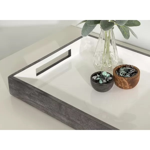 Kate and Laurel Ehrens Modern Wood Tray 13 x 17 Natural and White Sophisticated Accent Tray for Transitional DecorGrayWhite