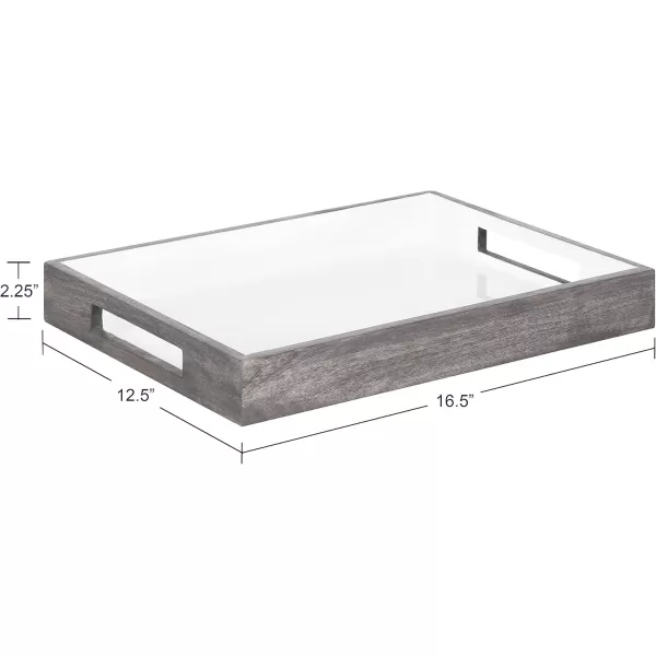 Kate and Laurel Ehrens Modern Wood Tray 13 x 17 Natural and White Sophisticated Accent Tray for Transitional DecorGrayWhite