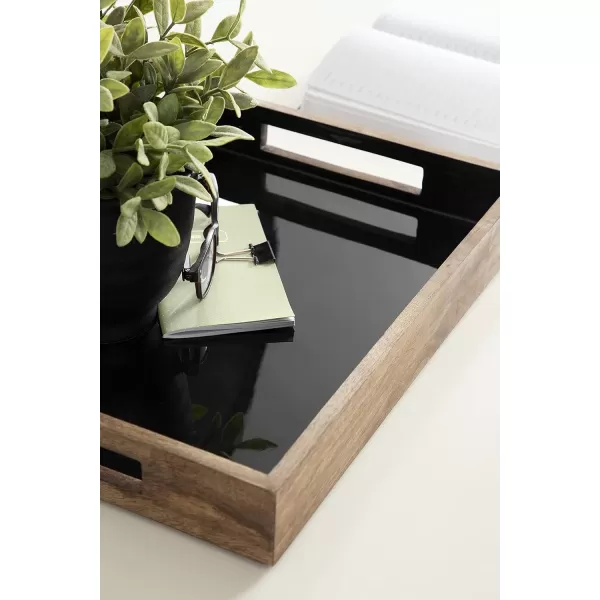Kate and Laurel Ehrens Modern Wood Tray 13 x 17 Natural and White Sophisticated Accent Tray for Transitional DecorNaturalBlack