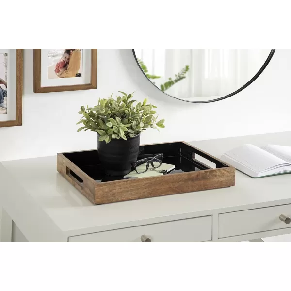 Kate and Laurel Ehrens Modern Wood Tray 13 x 17 Natural and White Sophisticated Accent Tray for Transitional DecorNaturalBlack