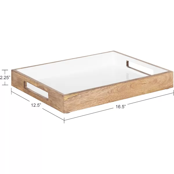 Kate and Laurel Ehrens Modern Wood Tray 13 x 17 Natural and White Sophisticated Accent Tray for Transitional DecorNaturalWhite