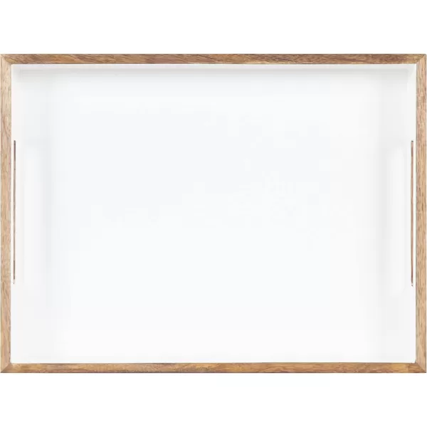 Kate and Laurel Ehrens Modern Wood Tray 13 x 17 Natural and White Sophisticated Accent Tray for Transitional DecorNaturalWhite