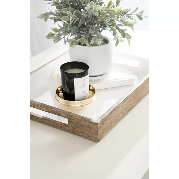 Kate and Laurel Ehrens Modern Wood Tray 13 x 17 Natural and White Sophisticated Accent Tray for Transitional DecorNaturalWhite