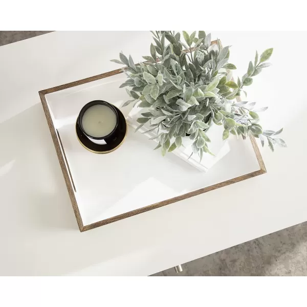Kate and Laurel Ehrens Modern Wood Tray 13 x 17 Natural and White Sophisticated Accent Tray for Transitional DecorNaturalWhite