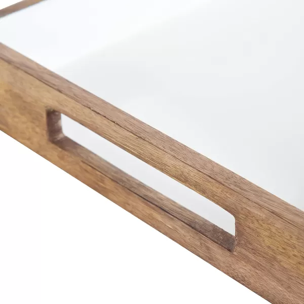Kate and Laurel Ehrens Modern Wood Tray 13 x 17 Natural and White Sophisticated Accent Tray for Transitional DecorNaturalWhite