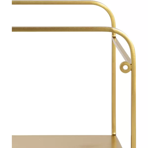 Kate and Laurel Emerline Midcentury Shelf Set Set of 2 Gold Decorative Modern Shelves for Storage and Display