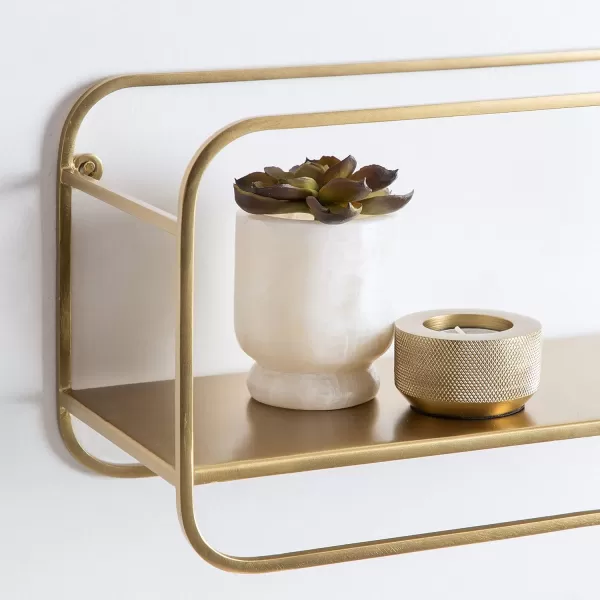 Kate and Laurel Emerline Midcentury Shelf Set Set of 2 Gold Decorative Modern Shelves for Storage and Display