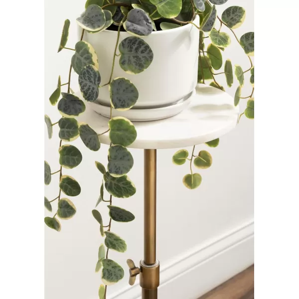Kate and Laurel Engles Traditional AdjustableHeight Pedestal Drink Table 10 x 10 x 30 Black Marble and Antique Brass Vintage Round Indoor Metal Plant Stand with Authentic Marble TabletopWhite Marble and Antique Brass