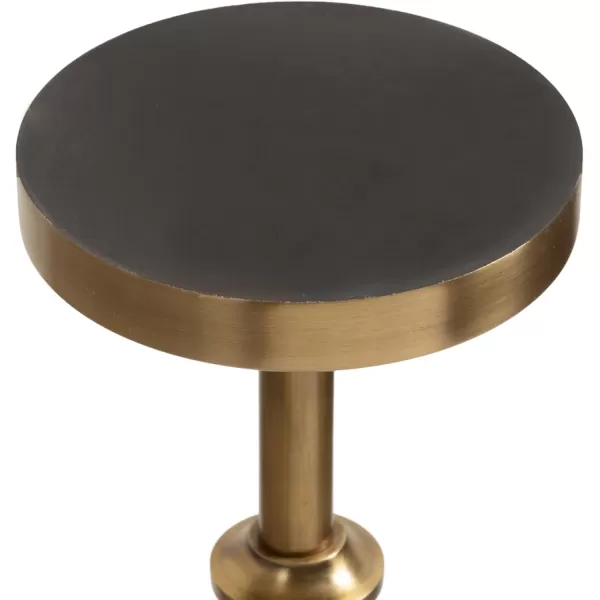 Kate and Laurel Engles Traditional AdjustableHeight Pedestal Drink Table 10 x 10 x 30 Black Marble and Antique Brass Vintage Round Indoor Metal Plant Stand with Authentic Marble TabletopBlack Marble and Antique Brass