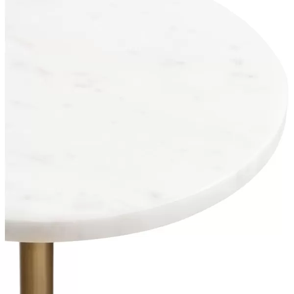 Kate and Laurel Engles Traditional AdjustableHeight Pedestal Drink Table 10 x 10 x 30 Black Marble and Antique Brass Vintage Round Indoor Metal Plant Stand with Authentic Marble TabletopWhite Marble and Antique Brass