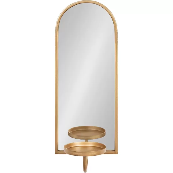 Kate and Laurel Ezerin Arched Mirror Wall Sconce 6 x 5 x 16 Gold Modern Decorative Wall Sconce Candle HolderGold