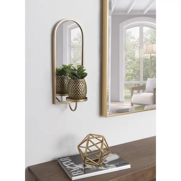 Kate and Laurel Ezerin Arched Mirror Wall Sconce 6 x 5 x 16 Gold Modern Decorative Wall Sconce Candle HolderGold