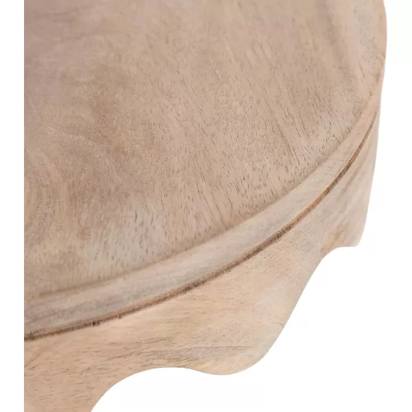 Kate and Laurel Fairlee Decorative Wavy Round Tray 12 Inch Diameter Natural Wood Modern Scalloped Circle Serving Tray for Coffee Table Ottoman Tray Dining Table Centerpiece or Entryway Catchall
