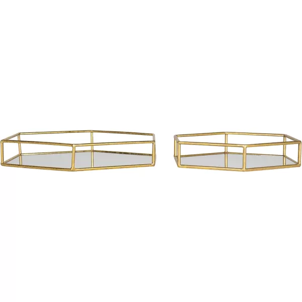 Kate and Laurel Felicia Modern Glam 2Piece Nesting Metal Mirrored Decorative Accent Trays BlackGold