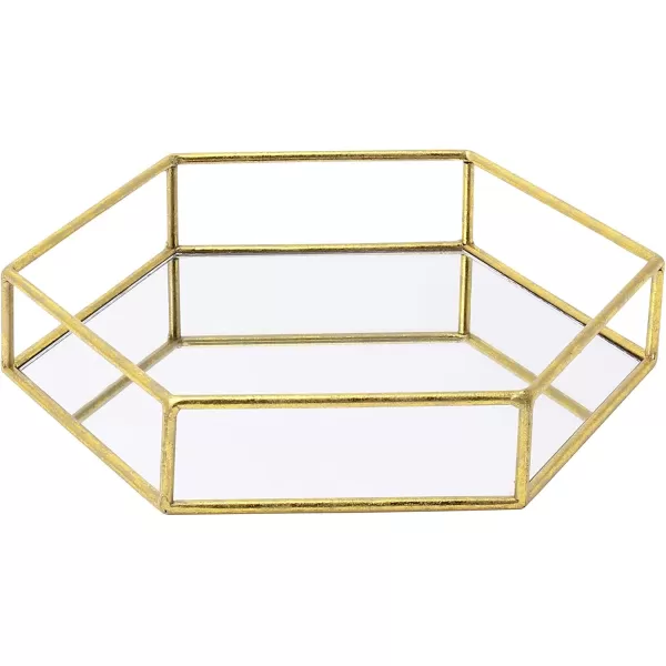 Kate and Laurel Felicia Modern Glam 2Piece Nesting Metal Mirrored Decorative Accent Trays BlackGold