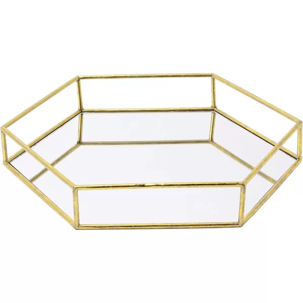 Kate and Laurel Felicia Modern Glam 2Piece Nesting Metal Mirrored Decorative Accent Trays BlackGold