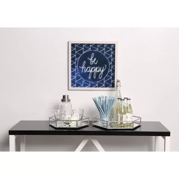 Kate and Laurel Felicia Modern Glam 2Piece Nesting Metal Mirrored Decorative Accent Trays BlackSilver