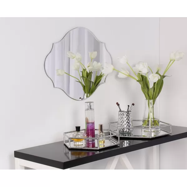 Kate and Laurel Felicia Modern Glam 2Piece Nesting Metal Mirrored Decorative Accent Trays BlackSilver