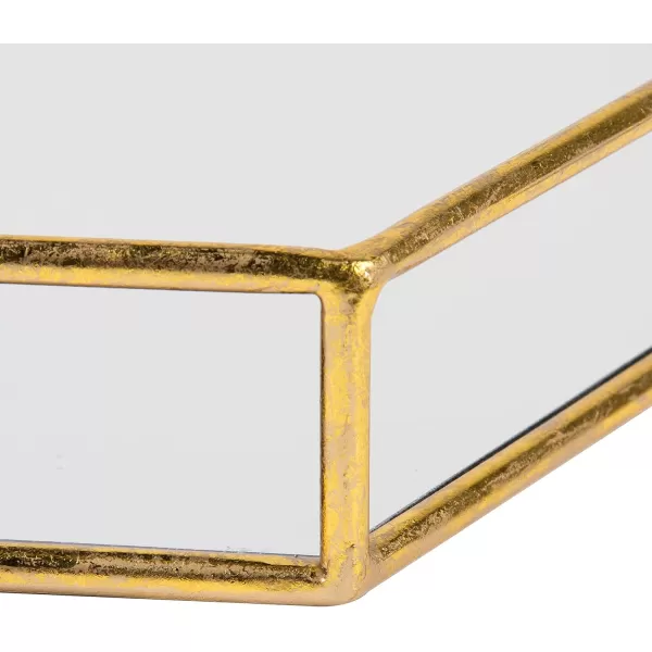 Kate and Laurel Felicia Modern Glam Decorative Metal and Mirror Hexagon Shaped Storage Organizer Vanity Tray GoldGold