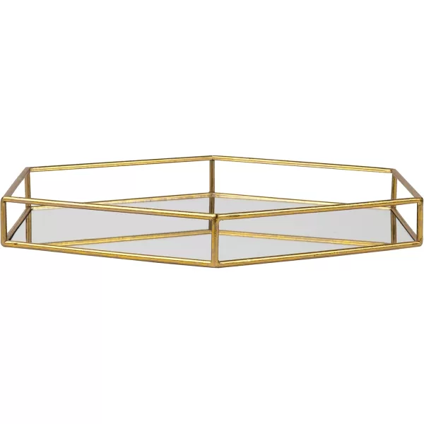 Kate and Laurel Felicia Modern Glam Decorative Metal and Mirror Hexagon Shaped Storage Organizer Vanity Tray GoldGold
