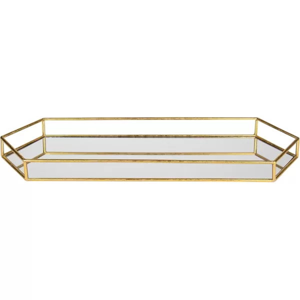 Kate and Laurel Felicia Modern Glam Long Metal Mirrored Vanity Storage Organizer Tray GoldGold