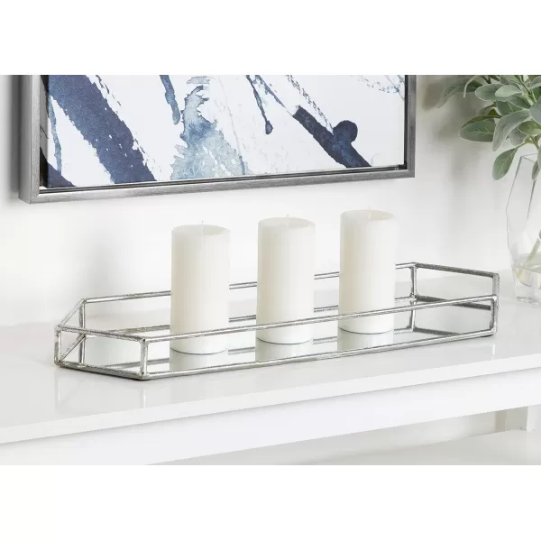 Kate and Laurel Felicia Modern Glam Long Metal Mirrored Vanity Storage Organizer Tray GoldSilver
