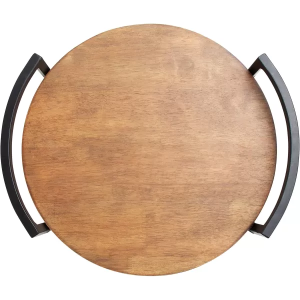 Kate and Laurel Ficher Round Wood Tray 15quot Diameter Rustic Brown ShabbyChic Farmhouse Centerpieces for Table or Ottoman