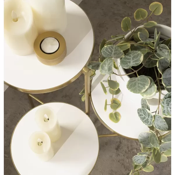 Kate and Laurel Fields Modern Tri Level Plant Stand White and Gold 10 x 10 x 30 Decorative Wood and Metal Multi Tiered PlanterWhiteGold