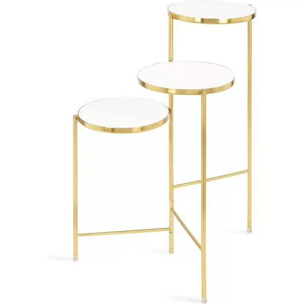 Kate and Laurel Fields Modern Tri Level Plant Stand White and Gold 10 x 10 x 30 Decorative Wood and Metal Multi Tiered PlanterWhiteGold