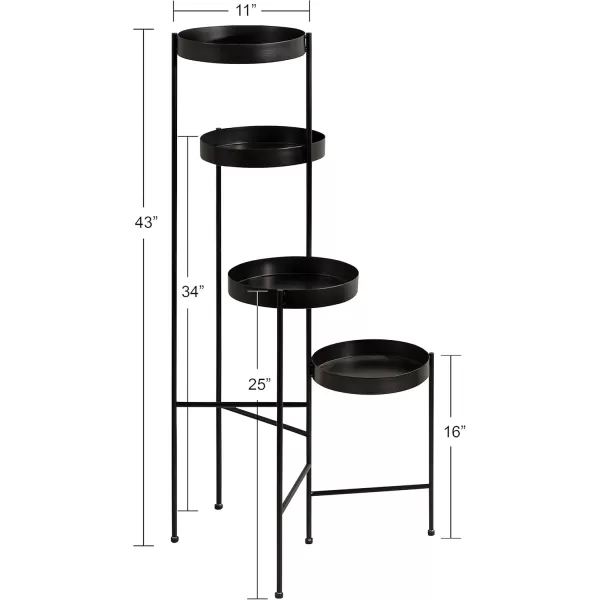 Kate and Laurel Finn Modern 4Tier Plant Stand 10 x 11 x 44 Bronze Folding Lightweight Plant Stand for Decorative Display and StorageBlack