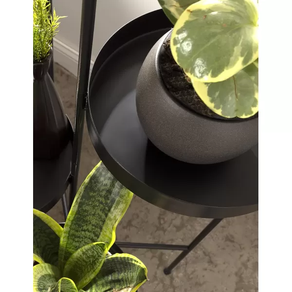 Kate and Laurel Finn Modern 4Tier Plant Stand 10 x 11 x 44 Bronze Folding Lightweight Plant Stand for Decorative Display and StorageBlack