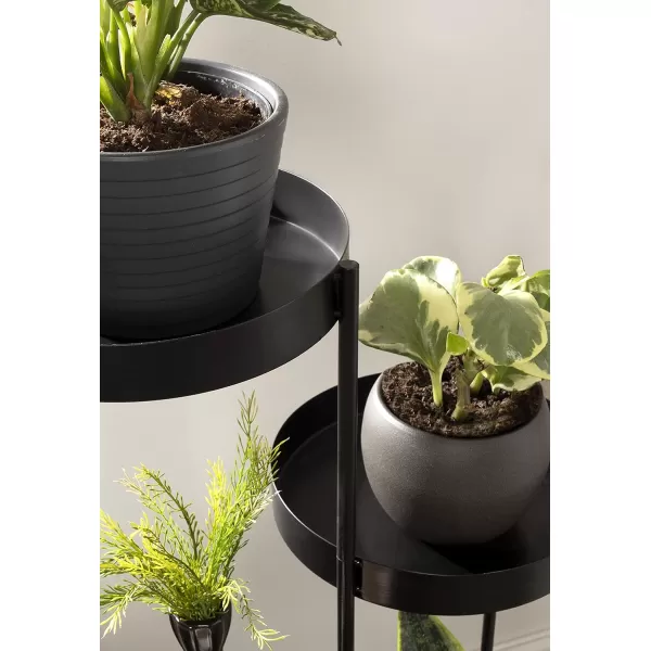 Kate and Laurel Finn Modern 4Tier Plant Stand 10 x 11 x 44 Bronze Folding Lightweight Plant Stand for Decorative Display and StorageBlack