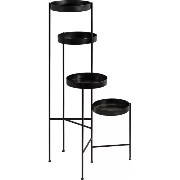 Kate and Laurel Finn Modern 4Tier Plant Stand 10 x 11 x 44 Bronze Folding Lightweight Plant Stand for Decorative Display and StorageBlack