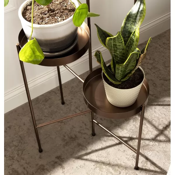 Kate and Laurel Finn Modern 4Tier Plant Stand 10 x 11 x 44 Bronze Folding Lightweight Plant Stand for Decorative Display and StorageBronze