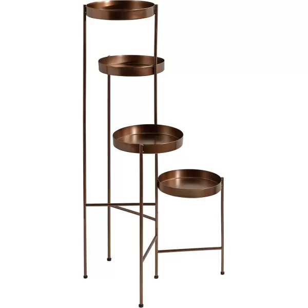 Kate and Laurel Finn Modern 4Tier Plant Stand 10 x 11 x 44 Bronze Folding Lightweight Plant Stand for Decorative Display and StorageBronze