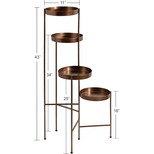 Kate and Laurel Finn Modern 4Tier Plant Stand 10 x 11 x 44 Bronze Folding Lightweight Plant Stand for Decorative Display and StorageBronze