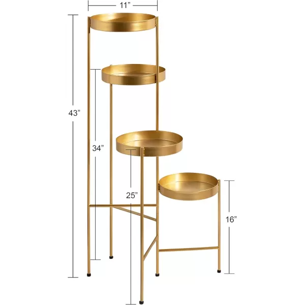 Kate and Laurel Finn Modern 4Tier Plant Stand 10 x 11 x 44 Bronze Folding Lightweight Plant Stand for Decorative Display and StorageGold